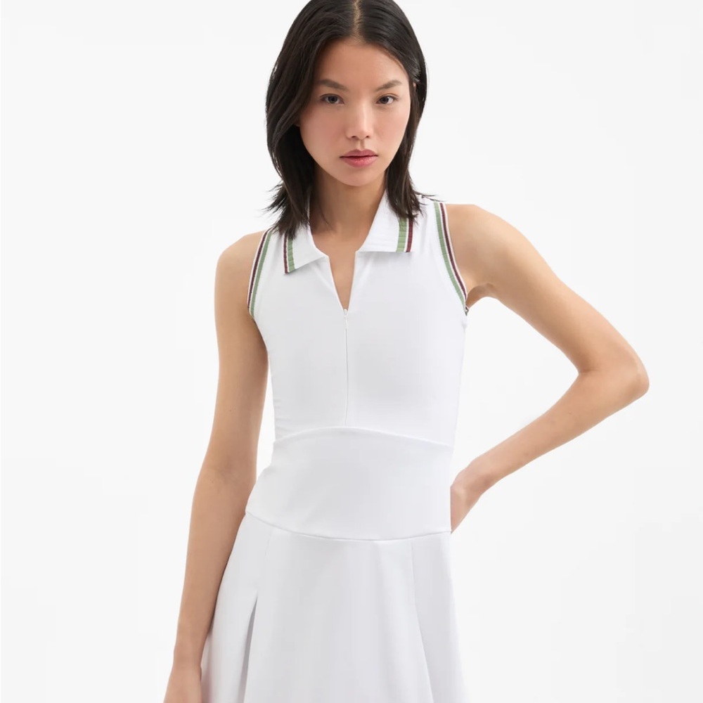 New with Tags! Veronica Beard Zip polo dress Size Medium White Navy